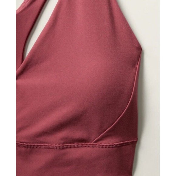 Athleta S Transcend Plunge Sports Bra Small D-DD Berry Rose Red - Picture 2 of 8